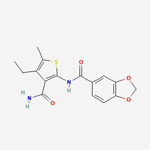 molecular formula C16H16N2O4S B5614730 N-[3-(aminocarbonyl)-4-ethyl-5-methyl-2-thienyl]-1,3-benzodioxole-5-carboxamide CAS No. 329221-76-3