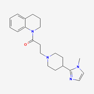 molecular formula C21H28N4O B5614801 1-{3-[4-(1-methyl-1H-imidazol-2-yl)-1-piperidinyl]propanoyl}-1,2,3,4-tetrahydroquinoline 