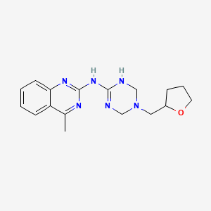 molecular formula C17H22N6O B5614808 4-methyl-N-[5-(tetrahydro-2-furanylmethyl)-1,4,5,6-tetrahydro-1,3,5-triazin-2-yl]-2-quinazolinamine 