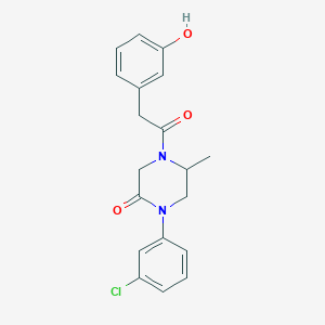1-(3-chlorophenyl)-4-[(3-hydroxyphenyl)acetyl]-5-methyl-2-piperazinone