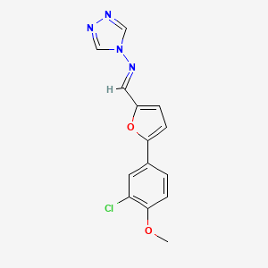 molecular formula C14H11ClN4O2 B5614853 N-{[5-(3-chloro-4-methoxyphenyl)-2-furyl]methylene}-4H-1,2,4-triazol-4-amine 