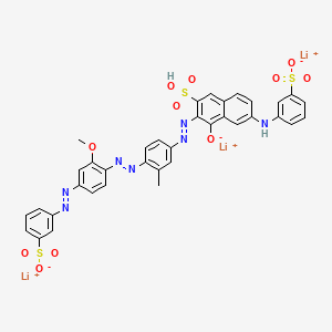molecular formula C36H26Li3N7O11S3 B561487 Trilithium;3-[[7-[[4-[[2-methoxy-4-[(3-sulfonatophenyl)diazenyl]phenyl]diazenyl]-3-methylphenyl]diazenyl]-8-oxido-6-sulfonaphthalen-2-yl]amino]benzenesulfonate CAS No. 107246-81-1