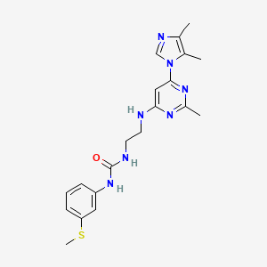 molecular formula C20H25N7OS B5614882 N-(2-{[6-(4,5-dimethyl-1H-imidazol-1-yl)-2-methyl-4-pyrimidinyl]amino}ethyl)-N'-[3-(methylthio)phenyl]urea 