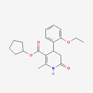 molecular formula C20H25NO4 B5614887 cyclopentyl 4-(2-ethoxyphenyl)-2-methyl-6-oxo-1,4,5,6-tetrahydro-3-pyridinecarboxylate 