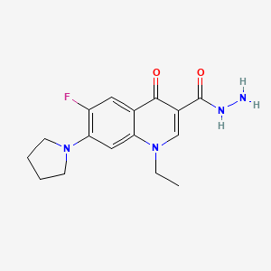 molecular formula C16H19FN4O2 B5614903 1-ethyl-6-fluoro-4-oxo-7-(1-pyrrolidinyl)-1,4-dihydro-3-quinolinecarbohydrazide 