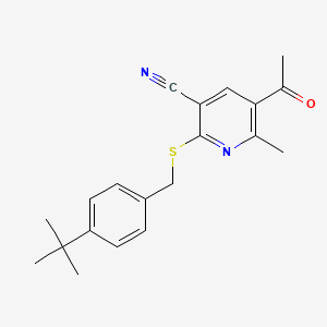 molecular formula C20H22N2OS B5614931 5-acetyl-2-[(4-tert-butylbenzyl)thio]-6-methylnicotinonitrile 