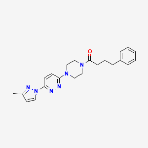 molecular formula C22H26N6O B5614935 3-(3-methyl-1H-pyrazol-1-yl)-6-[4-(4-phenylbutanoyl)-1-piperazinyl]pyridazine 