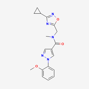 molecular formula C18H19N5O3 B5614945 N-[(3-cyclopropyl-1,2,4-oxadiazol-5-yl)methyl]-1-(2-methoxyphenyl)-N-methyl-1H-pyrazole-4-carboxamide 