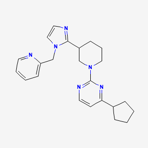 molecular formula C23H28N6 B5614973 4-cyclopentyl-2-{3-[1-(pyridin-2-ylmethyl)-1H-imidazol-2-yl]piperidin-1-yl}pyrimidine 