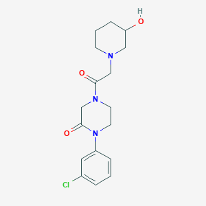 molecular formula C17H22ClN3O3 B5614987 1-(3-chlorophenyl)-4-[(3-hydroxy-1-piperidinyl)acetyl]-2-piperazinone 