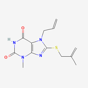 molecular formula C13H16N4O2S B5614989 7-allyl-3-methyl-8-[(2-methyl-2-propen-1-yl)thio]-3,7-dihydro-1H-purine-2,6-dione 
