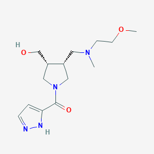 molecular formula C14H24N4O3 B5615015 [(3R*,4R*)-4-{[(2-methoxyethyl)(methyl)amino]methyl}-1-(1H-pyrazol-3-ylcarbonyl)-3-pyrrolidinyl]methanol 