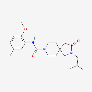 molecular formula C21H31N3O3 B5615031 2-isobutyl-N-(2-methoxy-5-methylphenyl)-3-oxo-2,8-diazaspiro[4.5]decane-8-carboxamide 