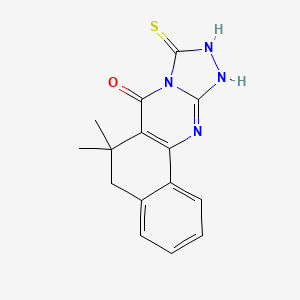 molecular formula C15H14N4OS B5615069 9-mercapto-6,6-dimethyl-6,12-dihydrobenzo[h][1,2,4]triazolo[3,4-b]quinazolin-7(5H)-one 