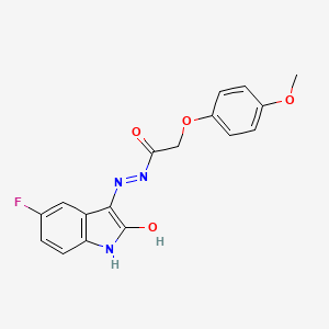 molecular formula C17H14FN3O4 B5615112 N'-(5-fluoro-2-oxo-1,2-dihydro-3H-indol-3-ylidene)-2-(4-methoxyphenoxy)acetohydrazide 
