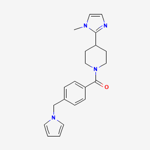 molecular formula C21H24N4O B5615116 4-(1-methyl-1H-imidazol-2-yl)-1-[4-(1H-pyrrol-1-ylmethyl)benzoyl]piperidine 