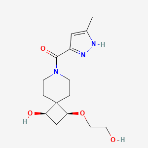 molecular formula C15H23N3O4 B5615122 (1R*,3S*)-3-(2-hydroxyethoxy)-7-[(3-methyl-1H-pyrazol-5-yl)carbonyl]-7-azaspiro[3.5]nonan-1-ol 