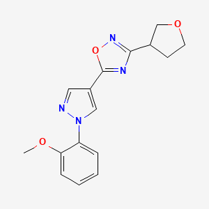molecular formula C16H16N4O3 B5615197 5-[1-(2-methoxyphenyl)-1H-pyrazol-4-yl]-3-(tetrahydrofuran-3-yl)-1,2,4-oxadiazole 