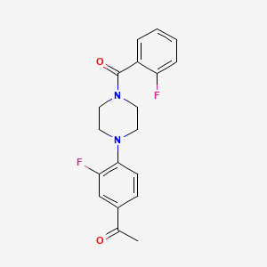 molecular formula C19H18F2N2O2 B5615206 1-{3-fluoro-4-[4-(2-fluorobenzoyl)-1-piperazinyl]phenyl}ethanone 