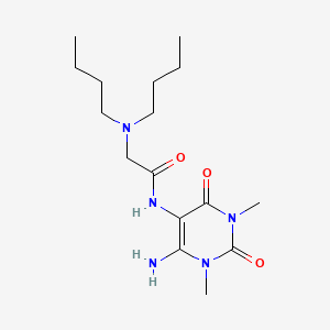 molecular formula C16H29N5O3 B561521 N-(6-Amino-1,3-dimethyl-2,4-dioxo-1,2,3,4-tetrahydropyrimidin-5-yl)-N~2~,N~2~-dibutylglycinamide CAS No. 101433-55-0
