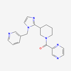 molecular formula C19H20N6O B5615233 2-({3-[1-(3-pyridinylmethyl)-1H-imidazol-2-yl]-1-piperidinyl}carbonyl)pyrazine 