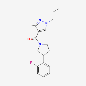 molecular formula C18H22FN3O B5615242 4-{[3-(2-fluorophenyl)-1-pyrrolidinyl]carbonyl}-3-methyl-1-propyl-1H-pyrazole 
