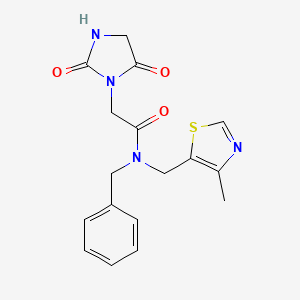 molecular formula C17H18N4O3S B5615246 N-benzyl-2-(2,5-dioxo-1-imidazolidinyl)-N-[(4-methyl-1,3-thiazol-5-yl)methyl]acetamide 