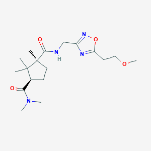 molecular formula C18H30N4O4 B5615261 (1S*,3R*)-N~1~-{[5-(2-methoxyethyl)-1,2,4-oxadiazol-3-yl]methyl}-N~3~,N~3~,1,2,2-pentamethyl-1,3-cyclopentanedicarboxamide 