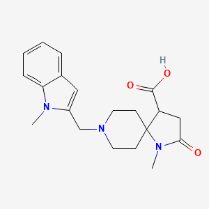 molecular formula C20H25N3O3 B5615266 1-methyl-8-[(1-methyl-1H-indol-2-yl)methyl]-2-oxo-1,8-diazaspiro[4.5]decane-4-carboxylic acid 