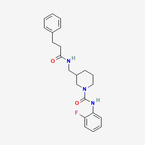 molecular formula C22H26FN3O2 B5615279 N-(2-fluorophenyl)-3-{[(3-phenylpropanoyl)amino]methyl}piperidine-1-carboxamide 