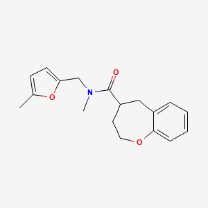 molecular formula C18H21NO3 B5615288 N-methyl-N-[(5-methyl-2-furyl)methyl]-2,3,4,5-tetrahydro-1-benzoxepine-4-carboxamide 