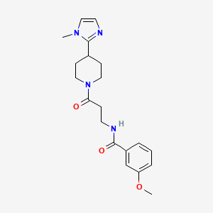 molecular formula C20H26N4O3 B5615291 3-methoxy-N-{3-[4-(1-methyl-1H-imidazol-2-yl)-1-piperidinyl]-3-oxopropyl}benzamide 