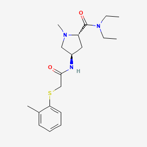 molecular formula C19H29N3O2S B5615292 (4R)-N,N-diethyl-1-methyl-4-({[(2-methylphenyl)thio]acetyl}amino)-L-prolinamide 