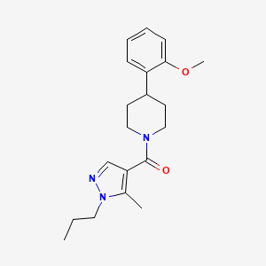molecular formula C20H27N3O2 B5615308 4-(2-methoxyphenyl)-1-[(5-methyl-1-propyl-1H-pyrazol-4-yl)carbonyl]piperidine 