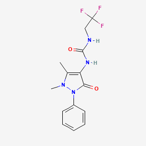 molecular formula C14H15F3N4O2 B5615311 N-(1,5-dimethyl-3-oxo-2-phenyl-2,3-dihydro-1H-pyrazol-4-yl)-N'-(2,2,2-trifluoroethyl)urea 