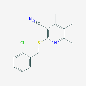 molecular formula C16H15ClN2S B5615351 2-[(2-chlorobenzyl)thio]-4,5,6-trimethylnicotinonitrile 