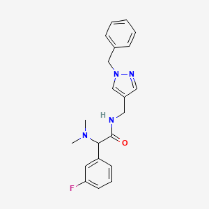 molecular formula C21H23FN4O B5615353 N-[(1-benzyl-1H-pyrazol-4-yl)methyl]-2-(dimethylamino)-2-(3-fluorophenyl)acetamide 
