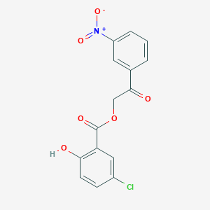 molecular formula C15H10ClNO6 B5615356 2-(3-nitrophenyl)-2-oxoethyl 5-chloro-2-hydroxybenzoate 