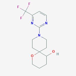 molecular formula C14H18F3N3O2 B5615367 9-[4-(trifluoromethyl)-2-pyrimidinyl]-1-oxa-9-azaspiro[5.5]undecan-5-ol 