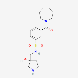 molecular formula C18H27N3O4S B5615369 3-(1-azepanylcarbonyl)-N-[(3-hydroxy-3-pyrrolidinyl)methyl]benzenesulfonamide hydrochloride 