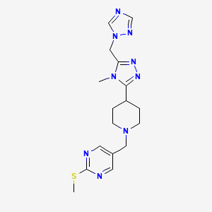 molecular formula C17H23N9S B5615408 2-(methylthio)-5-({4-[4-methyl-5-(1H-1,2,4-triazol-1-ylmethyl)-4H-1,2,4-triazol-3-yl]piperidin-1-yl}methyl)pyrimidine 
