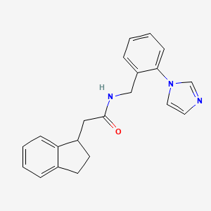 molecular formula C21H21N3O B5615431 2-(2,3-dihydro-1H-inden-1-yl)-N-[2-(1H-imidazol-1-yl)benzyl]acetamide 