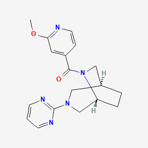molecular formula C18H21N5O2 B5615463 (1S*,5R*)-6-(2-methoxyisonicotinoyl)-3-(2-pyrimidinyl)-3,6-diazabicyclo[3.2.2]nonane 