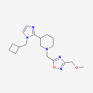 molecular formula C18H27N5O2 B5615516 3-[1-(cyclobutylmethyl)-1H-imidazol-2-yl]-1-{[3-(methoxymethyl)-1,2,4-oxadiazol-5-yl]methyl}piperidine 