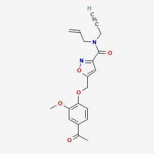 molecular formula C20H20N2O5 B5615531 5-[(4-acetyl-2-methoxyphenoxy)methyl]-N-allyl-N-2-propyn-1-yl-3-isoxazolecarboxamide 