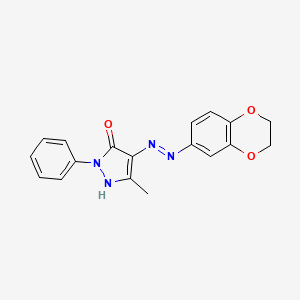 molecular formula C18H16N4O3 B5615560 3-methyl-1-phenyl-1H-pyrazole-4,5-dione 4-(2,3-dihydro-1,4-benzodioxin-6-ylhydrazone) 