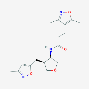 molecular formula C17H23N3O4 B5615588 3-(3,5-dimethylisoxazol-4-yl)-N-{(3R*,4S*)-4-[(3-methylisoxazol-5-yl)methyl]tetrahydrofuran-3-yl}propanamide 