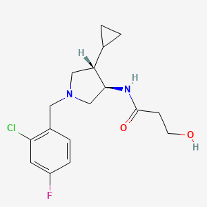 molecular formula C17H22ClFN2O2 B5615619 N-[rel-(3R,4S)-1-(2-chloro-4-fluorobenzyl)-4-cyclopropyl-3-pyrrolidinyl]-3-hydroxypropanamide hydrochloride 