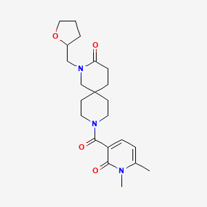 molecular formula C22H31N3O4 B5615624 9-[(1,6-dimethyl-2-oxo-1,2-dihydropyridin-3-yl)carbonyl]-2-(tetrahydrofuran-2-ylmethyl)-2,9-diazaspiro[5.5]undecan-3-one 