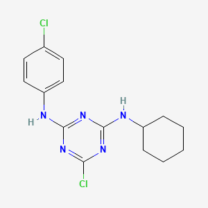 molecular formula C15H17Cl2N5 B5615628 6-chloro-N-(4-chlorophenyl)-N'-cyclohexyl-1,3,5-triazine-2,4-diamine 